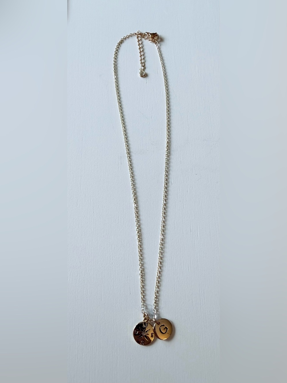 Personalized Double Disc Pendant Necklace - Gold tone
